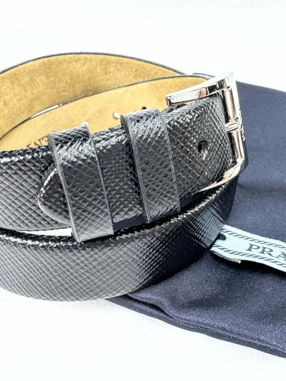 Vintage Prada Centurion Black Saffiano Leather Double Wrap Bracelet Unisex GS874